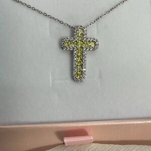 💛Canary Yellow CZ Diamond Cross Necklace